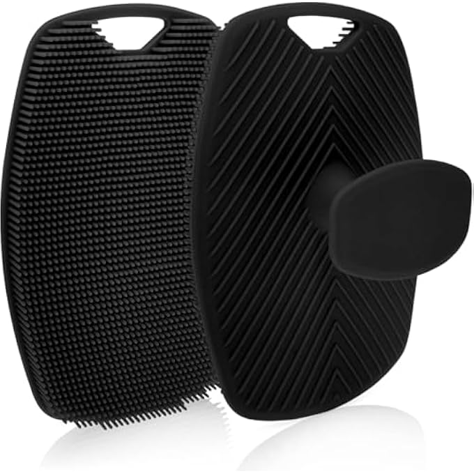 Lonimia 2 Pieces Premium Silicone Body Brushes Scrubber Gentle Exfoliating Shower Bath Brush for Men Women Nourishing,Cleaning & Exfoliating - No-Slip Handle,Lather Boosting Bristles Easy to Clean - Image 1